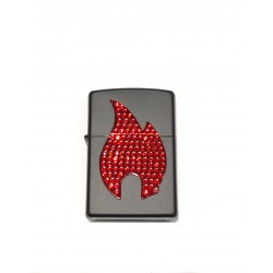 ZIPPO Logo flame emblem sparkling black matte