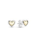 pendientes-pandora-plata-corazon-cupula-dorada