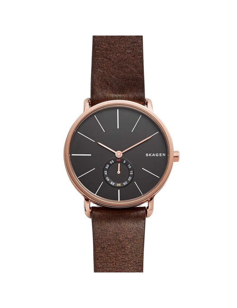 reloj-skagen-piel-marron-esfera-negra