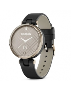 Reloj Garmin Lily® - Classic Bisel en dorado crema con carcasa y correa de cuero italiano en negro