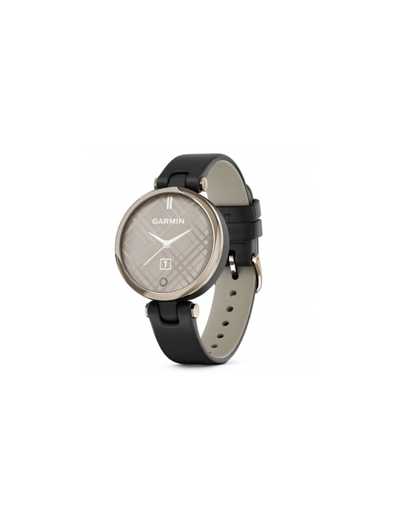 Reloj Garmin Lily® - Classic Bisel en dorado crema con carcasa y correa de cuero italiano en negro