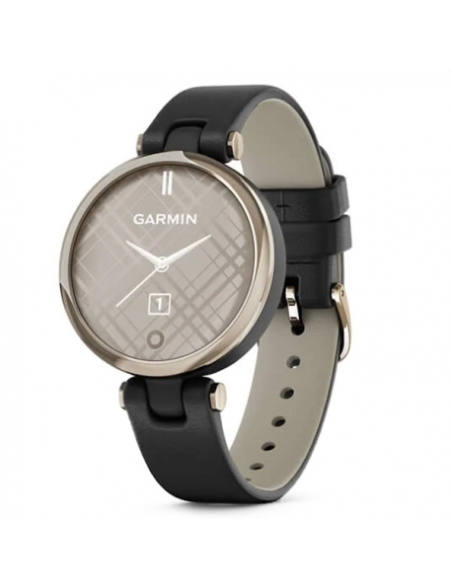 Reloj Garmin Lily® - Classic Bisel en dorado crema con carcasa y correa de cuero italiano en negro