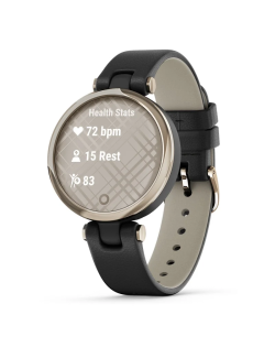 Reloj Garmin Lily® - Classic Bisel en dorado crema con carcasa y correa de cuero italiano en negro