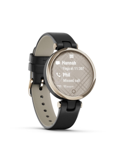 Reloj Garmin Lily® - Classic Bisel en dorado crema con carcasa y correa de cuero italiano en negro