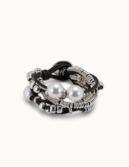 pulsera-uno-de-50-plateada-con-cuero-y-cuentas-en-perla
