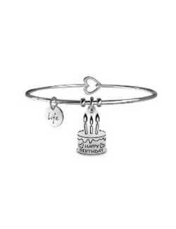 Pulsera Rígida Kidult Tarta de Cumpleaños en Acero Happy Birthday