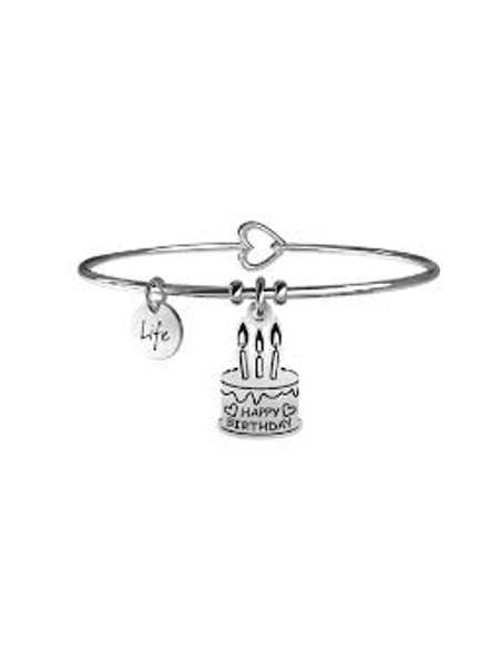 Pulsera Rígida Kidult Tarta de Cumpleaños en Acero Happy Birthday