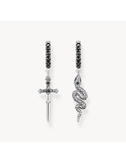 pendientes-thomas-sabo-aros-serpiente-y-espada-plata-ennegrecida-con-circonita-negra