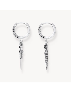 pendientes-thomas-sabo-aros-serpiente-y-espada-plata-ennegrecida-con-circonita-negra