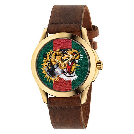 Reloj Gucci G-Timeless 38mm PVD dorado Tigre bordado YA126497