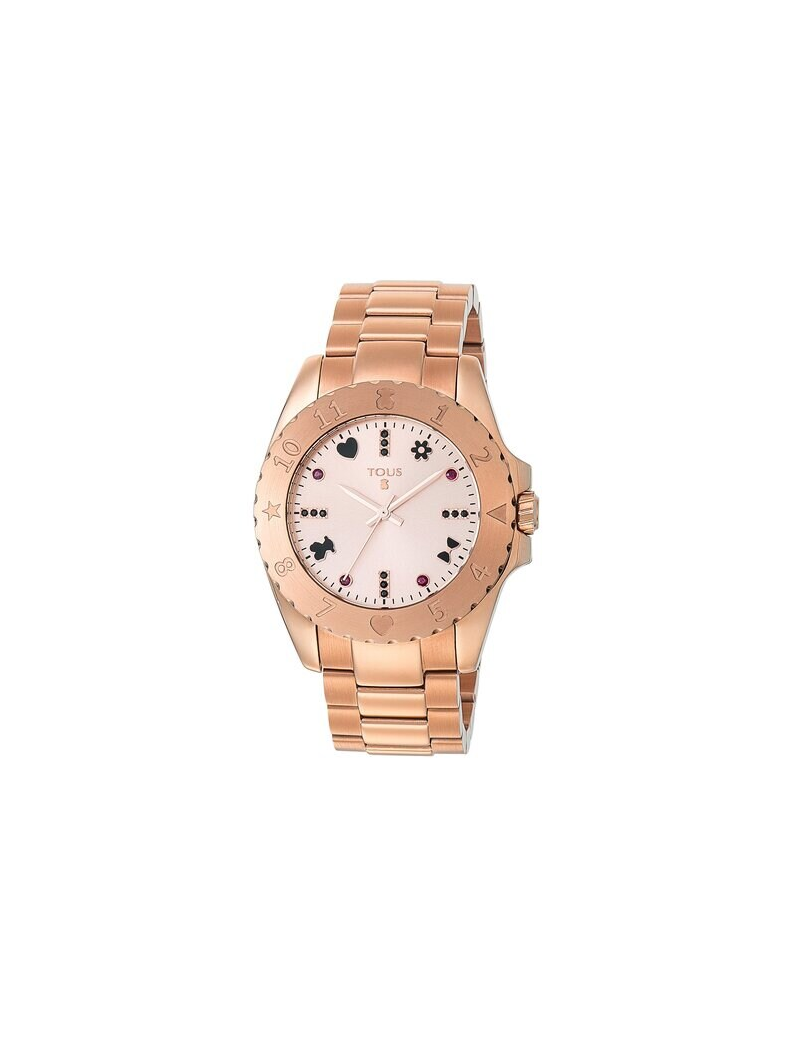 Reloj TOUS Motif de acero IP rosado con rubíes tratados