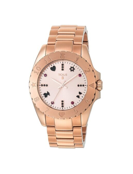Reloj TOUS Motif de acero IP rosado con rubíes tratados