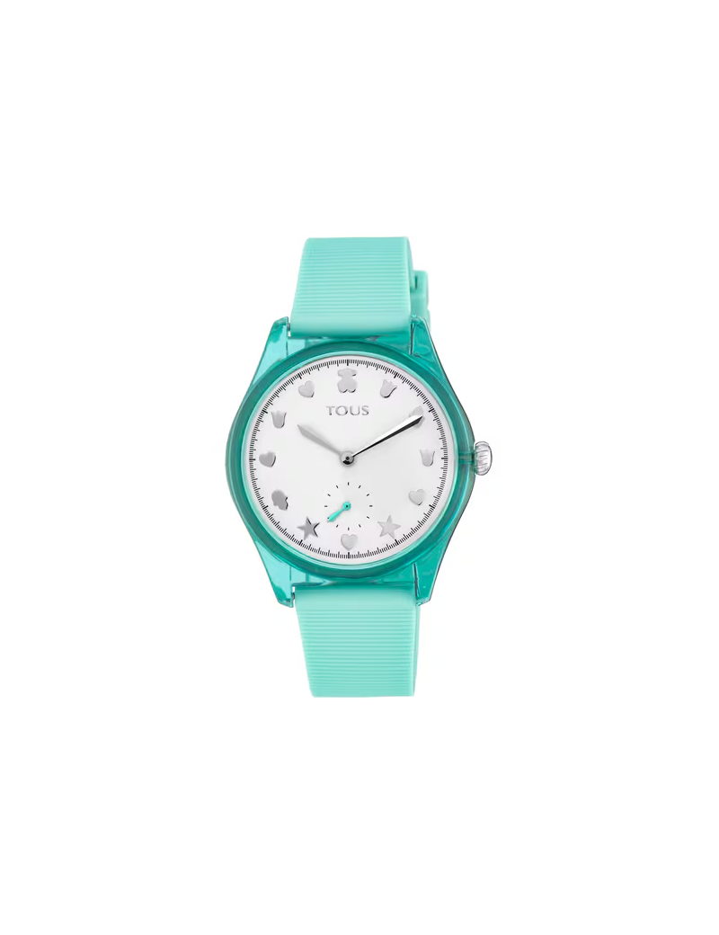 Reloj TOUS analógico Free Fresh de acero y policarbonato con correa de silicona menta