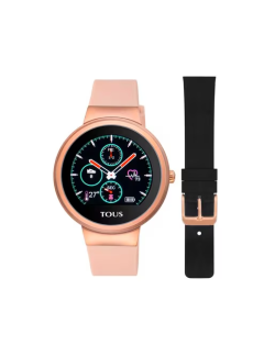 Reloj TOUS smartwatch activity Rond Touch de acero IP rosado con correa de silicona intercambiable