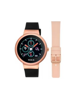 Reloj TOUS smartwatch activity Rond Touch de acero IP rosado con correa de silicona intercambiable