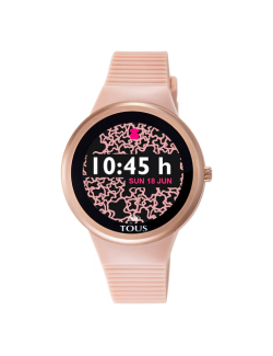 Reloj TOUS smartwatch Rond Connect de acero IP rosado con correa de silicona nude