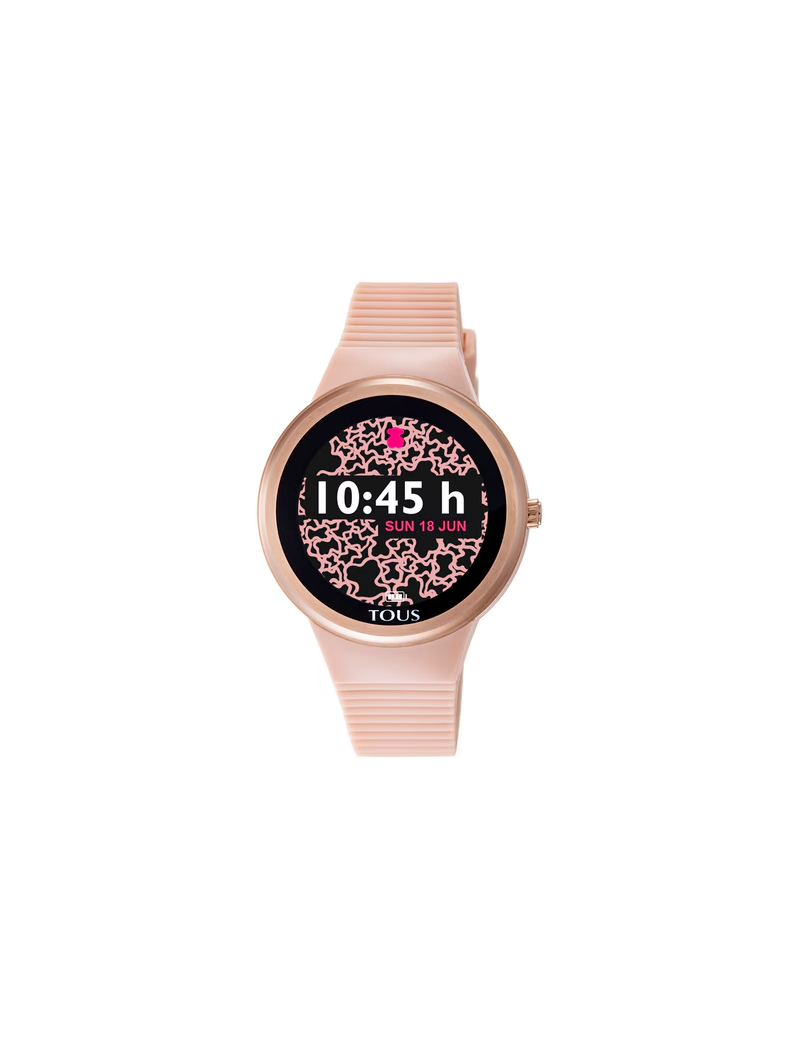 Reloj TOUS smartwatch Rond Connect de acero IP rosado con correa de silicona nude