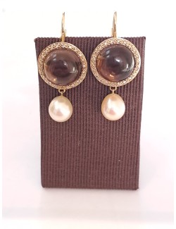Pendientes-oro-18k-MIMÍ-con-diamantes-con-perla-y-cuarzo-fumé