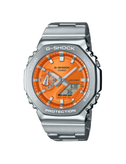reloj-casio-g-shock-acero-esfera-naranja-serie-gm-2100