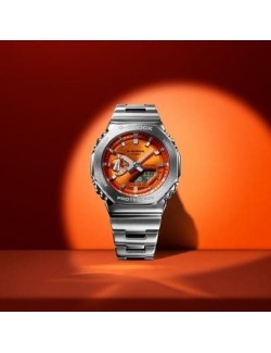 reloj-casio-g-shock-acero-esfera-naranja-serie-gm-2100