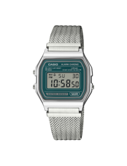 reloj-casio-vintage-iconic-collection-plateado-malla-esfera-color-turquesa