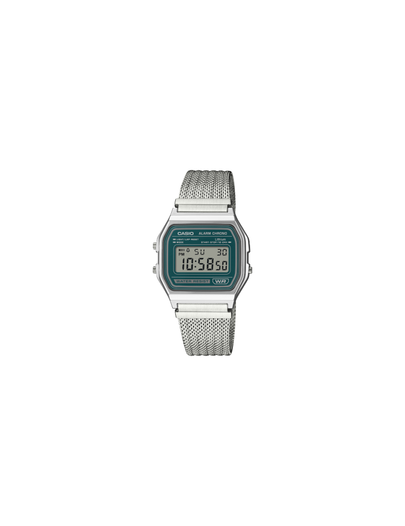 reloj-casio-vintage-iconic-collection-plateado-malla-esfera-color-turquesa