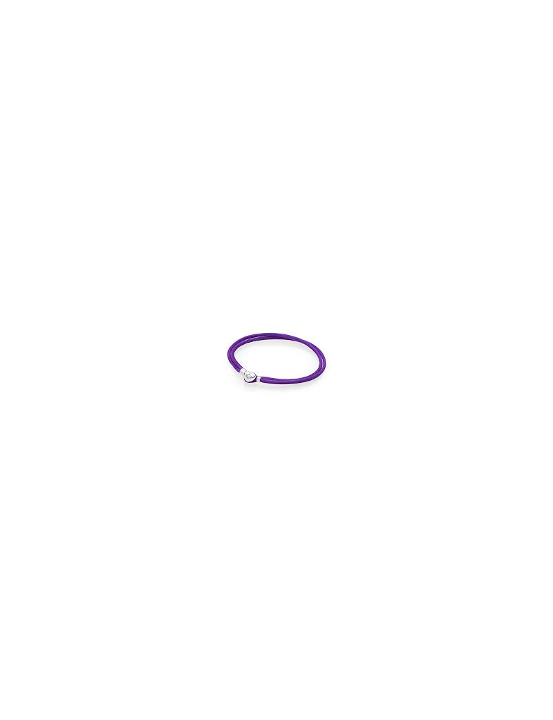 Pulsera-Pandora-plata-seda-morado-cierre-corazón