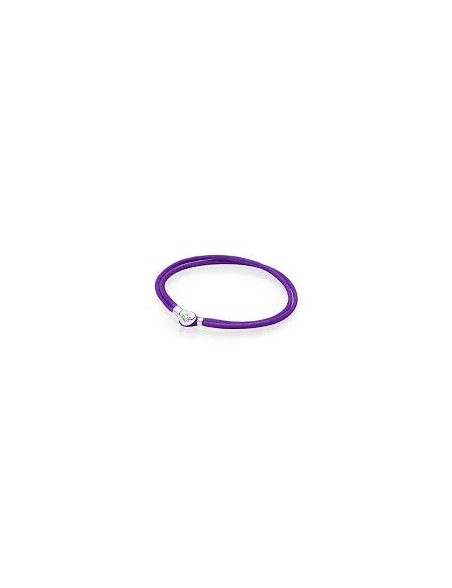 Pulsera-Pandora-plata-seda-morado-cierre-corazón Pulsera-Pandora-plata-seda-morado-cierre-corazón