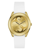Reloj Guess G Tuist Mujer correa silicona blanca y esfera dorada