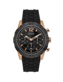 Reloj Guess Gents Silicona Negra caja PVD Rose