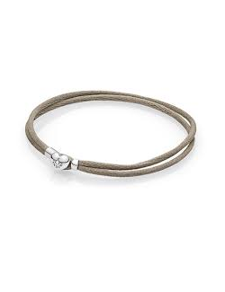 Pulsera-Pandora-plata-seda-verde-khaki-cierre-corazón