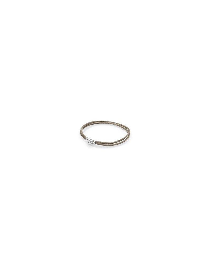 Pulsera-Pandora-plata-seda-verde-khaki-cierre-corazón