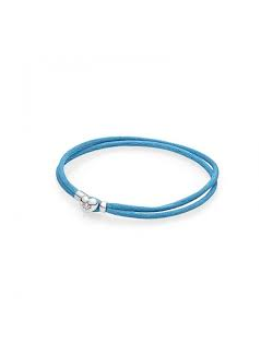 Pulsera-Pandora-plata-seda-azul-cierre-corazón