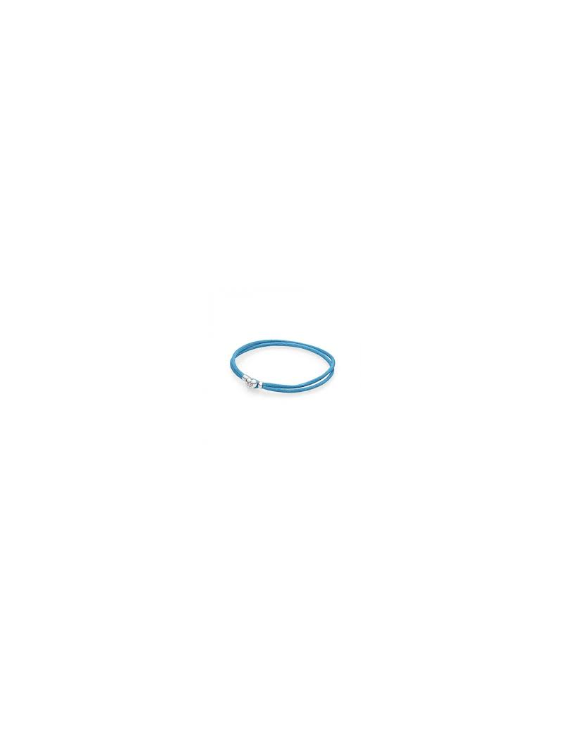 Pulsera-Pandora-plata-seda-azul-cierre-corazón