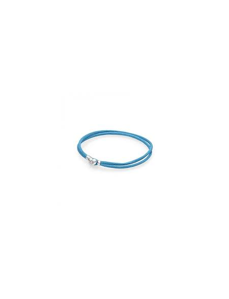 Pulsera-Pandora-plata-seda-azul-cierre-corazón Pulsera-Pandora-plata-seda-azul-cierre-corazón