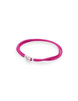 Pulsera-Pandora-plata-seda-rosa-cierre-corazón