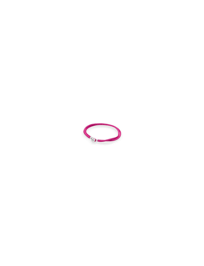 Pulsera-Pandora-plata-seda-rosa-cierre-corazón