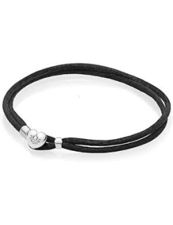 Pulsera-Pandora-plata-seda-negra-cierre-corazón