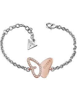 Pulsera Guess Mariposa Plateada y Dorado Rosa