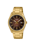 Reloj Casio Timeless Collection Revestimiento Ionico Esfera Marrón Series MTP-1302