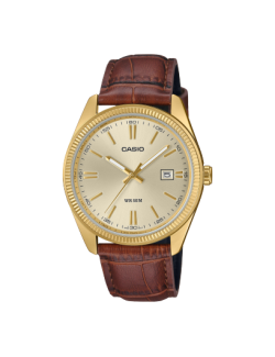 Reloj Casio Timeless Collection Piel Marrón Esfera Dorada Series MTP-1302