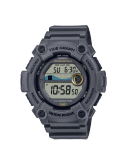 Reloj Casio Gris Digital Fase Lunar y Gráfico de Mareas