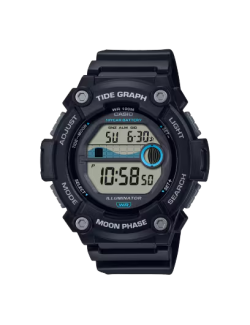 Reloj Casio Negro Digita Fase Lunar Y Gráfico de Mareas
