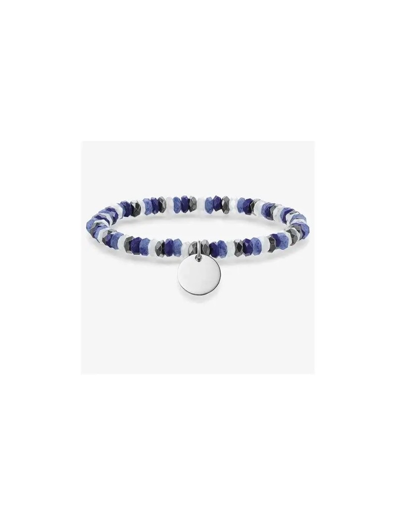 Pulsera-Thomas-Sabo-gemas-color-azul-negro-y-blanco-con-medalla-plata
