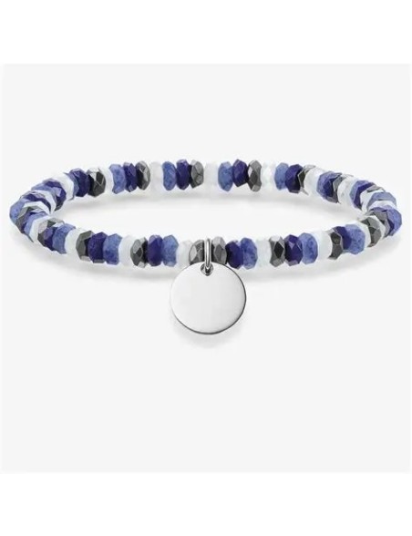 Pulsera-Thomas-Sabo-gemas-color-azul-negro-y-blanco-con-medalla-plata