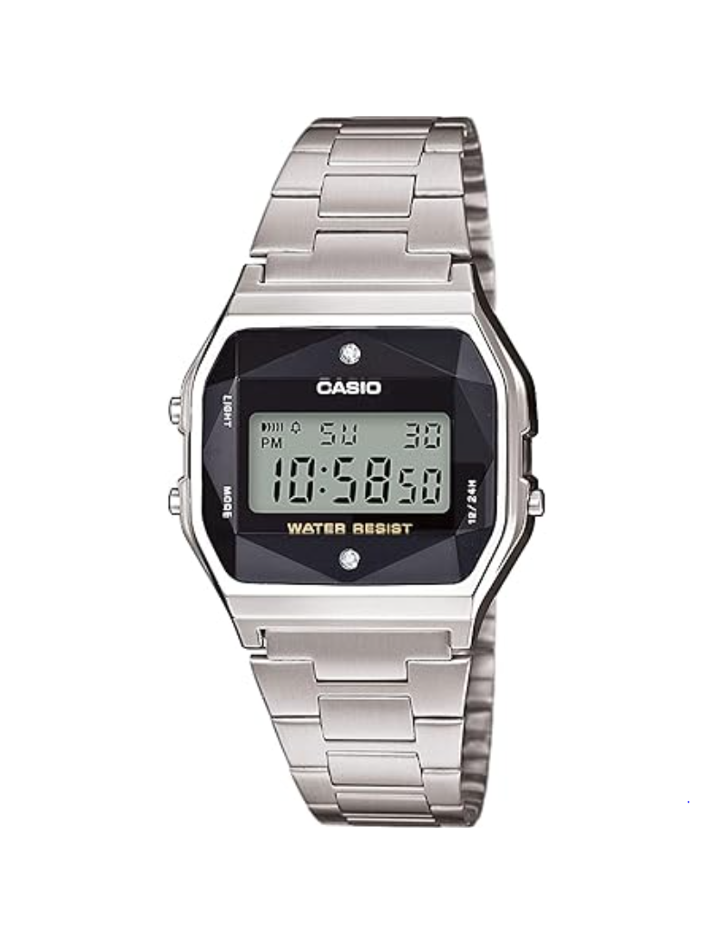 Reloj Casio Vintage Iconic Collection Plateado Dos Circonitas