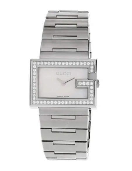 Reloj Gucci Rectangular Diamantes Mujer Esfera Madre Perla