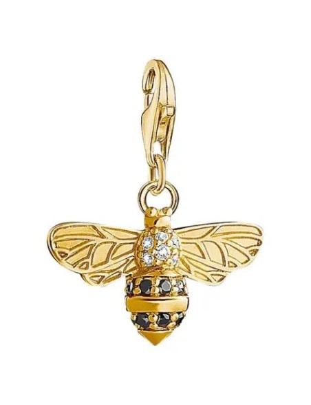 Colgante-Charm-plata-de-Thomas-Sabo-Abeja-dorada-esmalte-negro-y-circonita