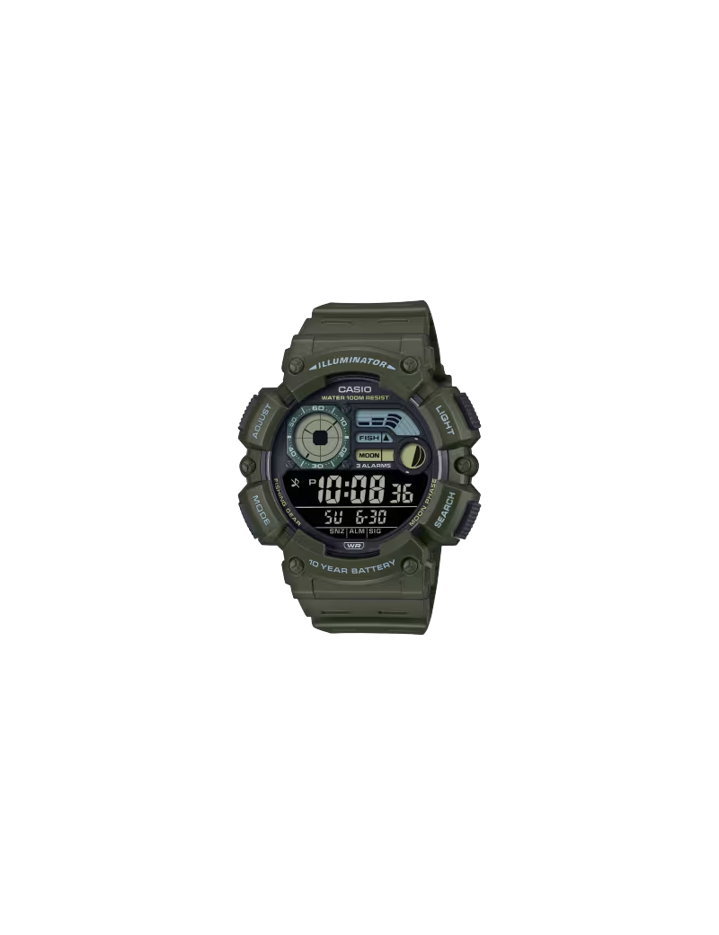 Reloj Casio Sporty Verde Fases Lunares y Modo de Pesca