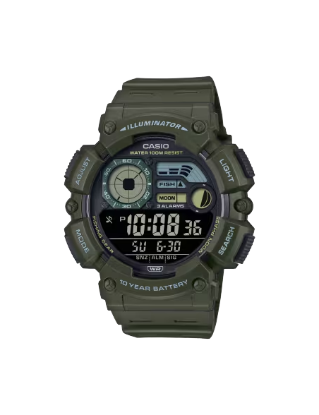 Reloj Casio Sporty Verde Fases Lunares y Modo de Pesca